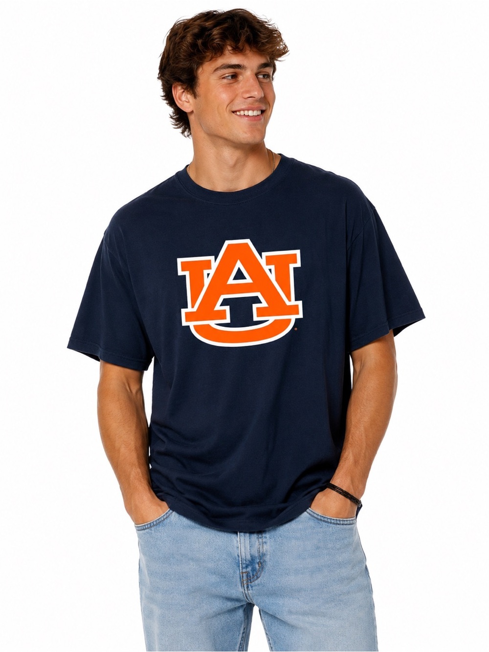 Russell Athletic Auburn University Tigers Logo Graphic T-Shirt Navy Blue Size XL